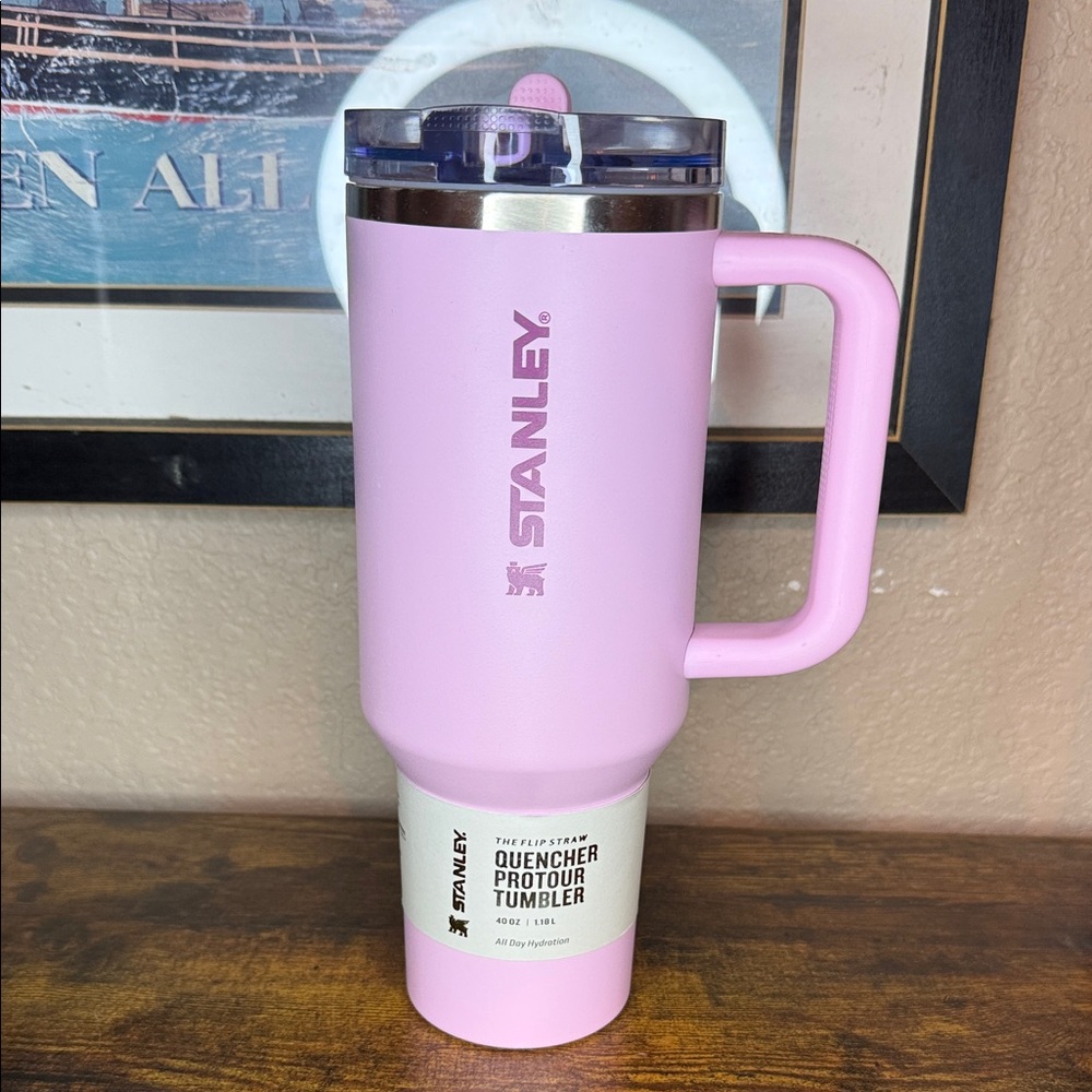 Stanley 40oz Light Pink Insulated Travel Mug with Handle flipstraw